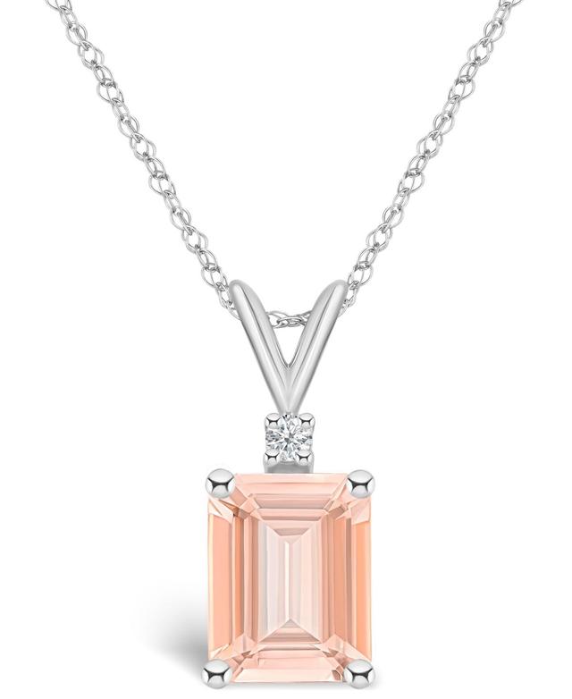 Belk & Co 14K Gold 9X7 Emerald Cut Morganite Diamond Accent Pendant Product Image