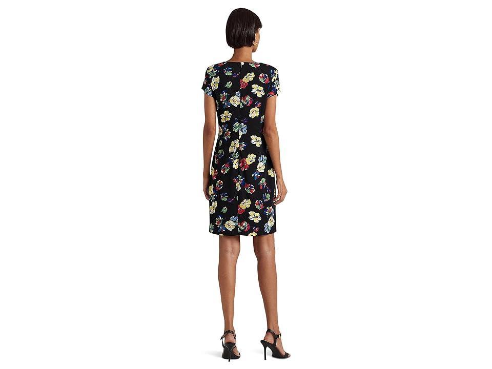 Lauren Ralph Lauren Petite Floral Stretch Jersey Short Sleeve Dress Multi) Women's Clothing Product Image