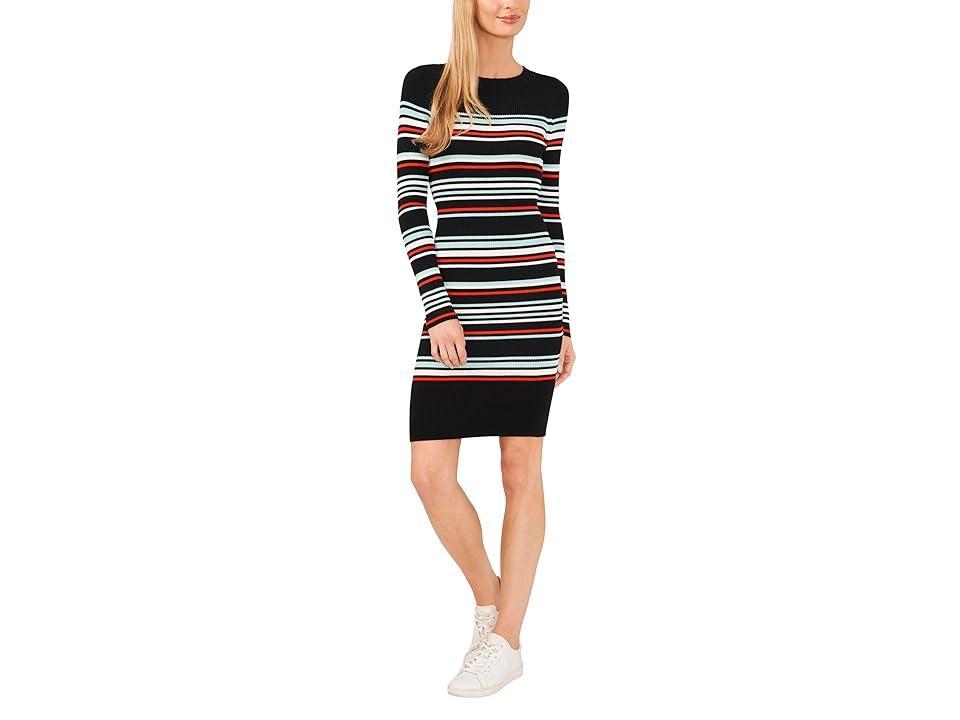 CeCe Stripe Long Sleeve Ribbed Sweater Dress Product Image