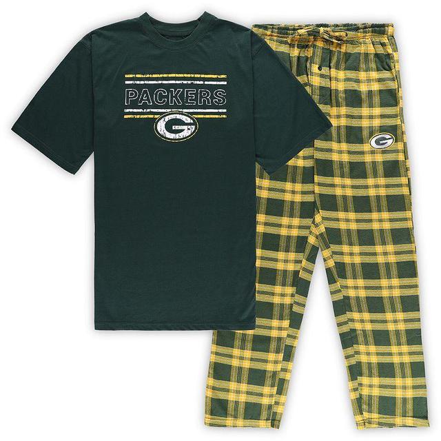 Mens Concepts Sport /Black Bay Packers Big & Tall Flannel Sleep Set Product Image