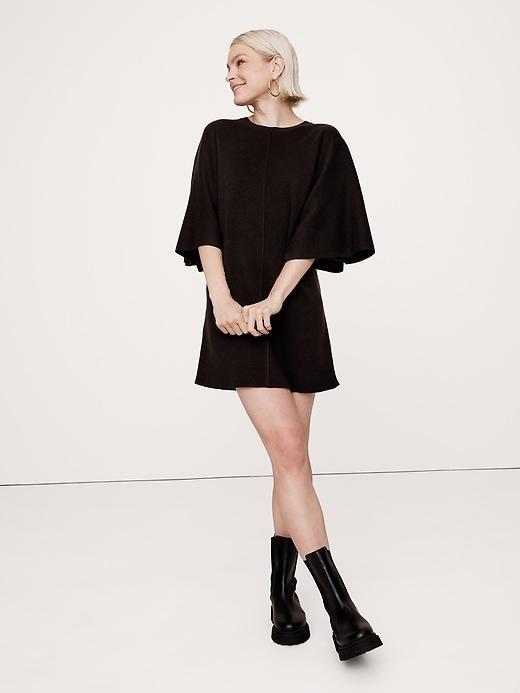 Merino Flutter-Sleeve Mini Sweater Dress Product Image