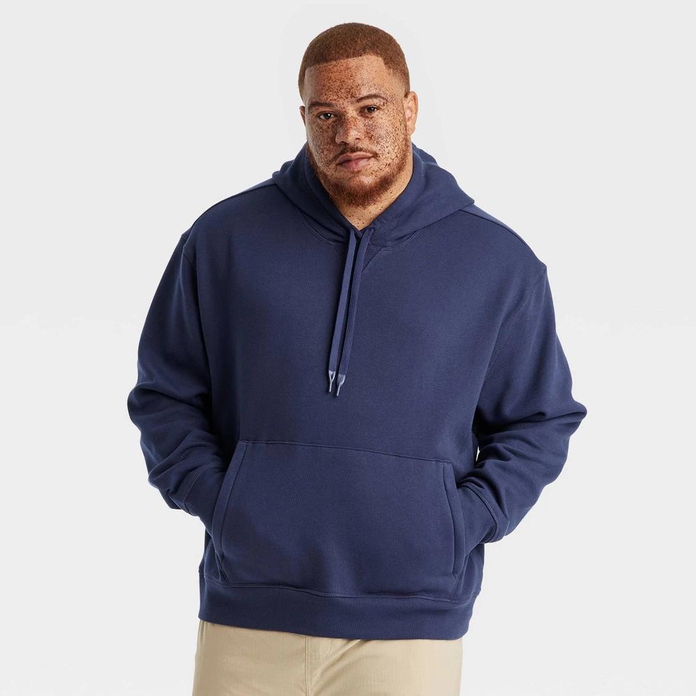 Mens Big Cotton Fleece Hooded Sweatshirt - All In Motion Navy Blue 3XL Product Image