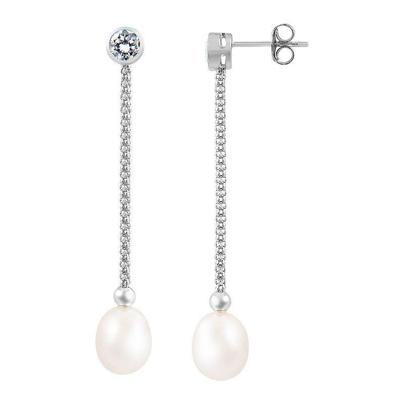 Sterling Silver Freshwater Cultured Pearl Drop Earrings, Womens, White Product Image