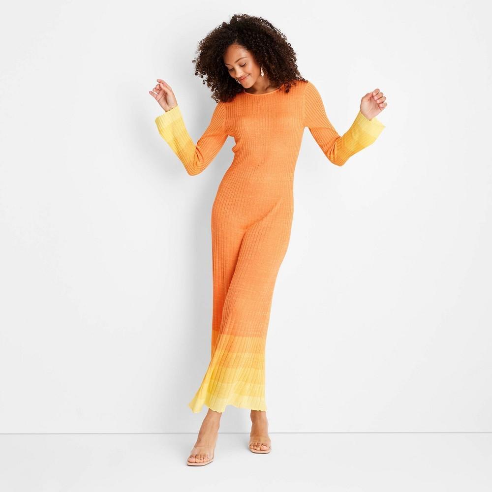 Womens Long Sleeve Open Back Maxi Dress - Future Collective with Jenee Naylor Ombre product image