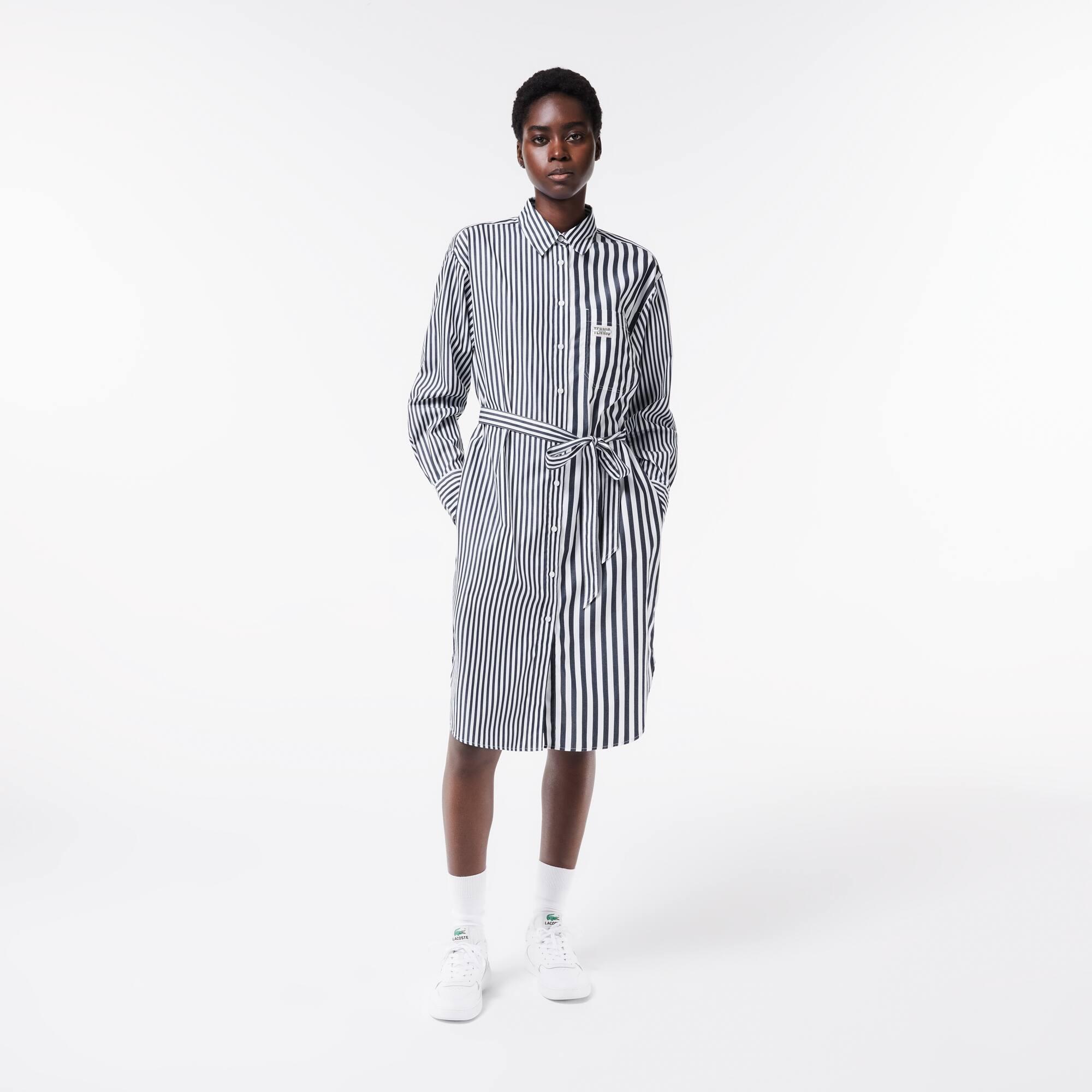 Oversized Striped Cotton Poplin Shirt Dress Product Image