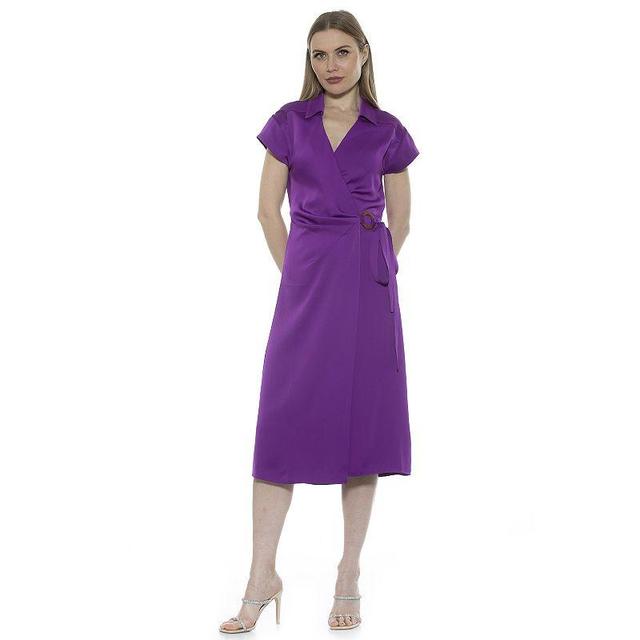 Womens ALEXIA ADMOR Paris Surplice Wrap Midi Dress With Waist Tie Product Image