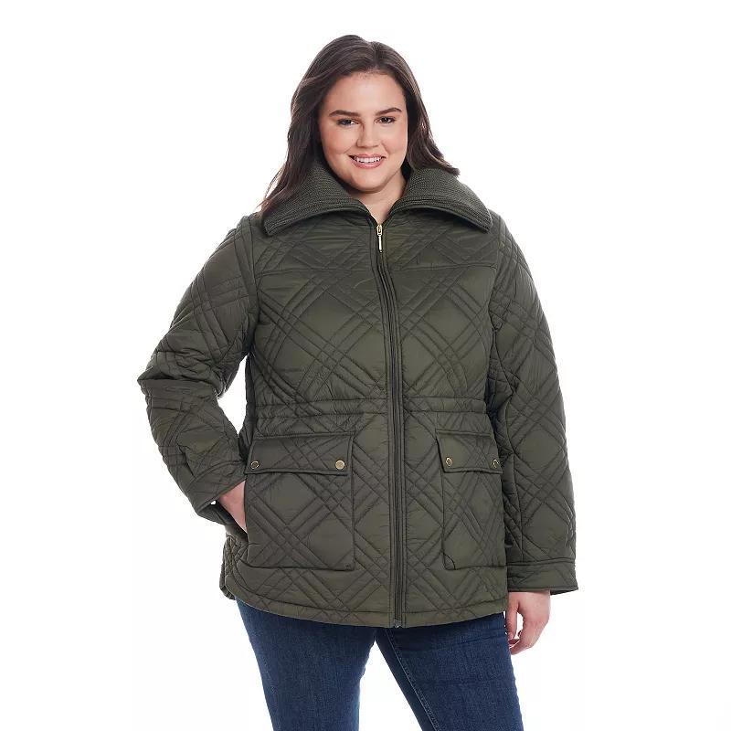 Plus Size Weathercast Knit Collar Quilted Anorak Jacket, Womens Product Image