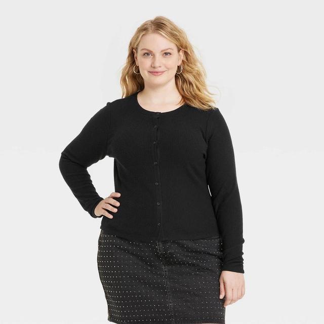 Womens Rib Cardigan - Universal Thread Black XXL Product Image