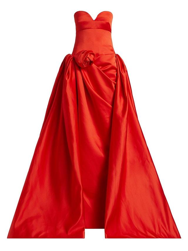 Womens Pauline Satin Rosette Overskirt Column Gown Product Image