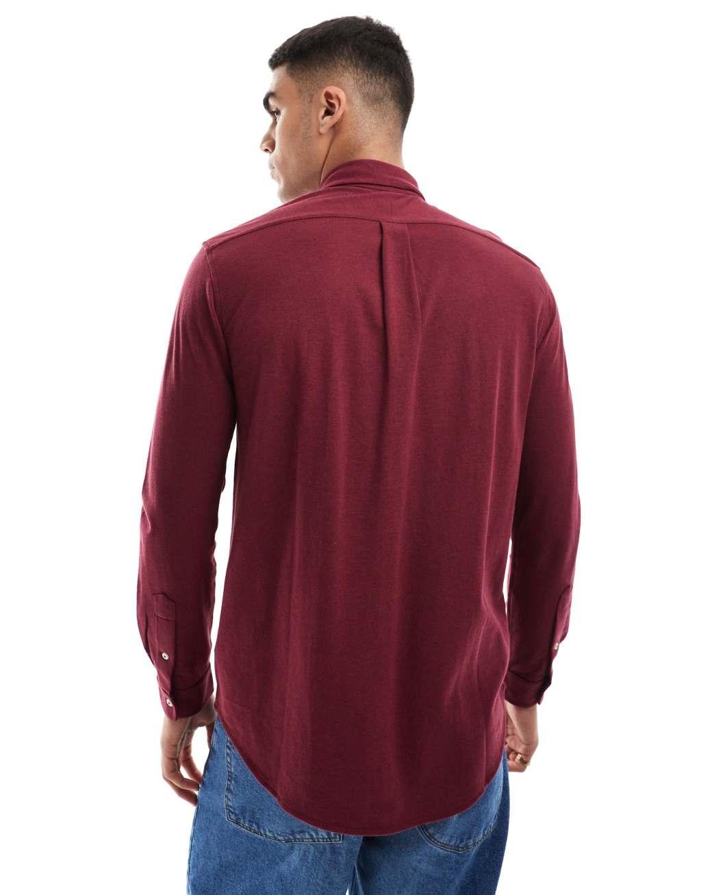 Polo Ralph Lauren icon logo pique shirt in burgundy heather Product Image