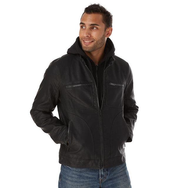 Mens Apt. 9 Faux Leather Moto Style Jacket Black Product Image