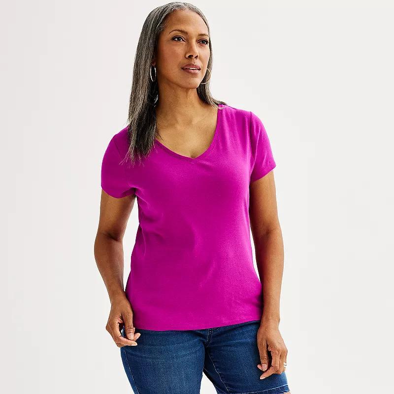 Petite Croft & Barrow Essential V-Neck Tee, Womens Product Image