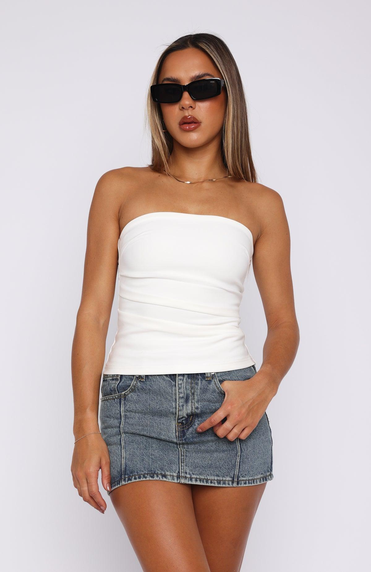 Right In Front Of Me Strapless Top White Product Image