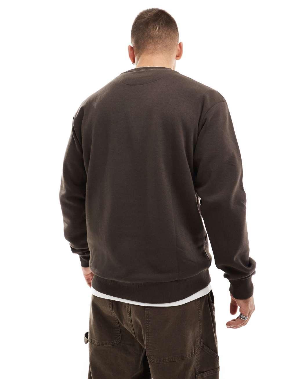 Jack & Jones oversized crew neck sweatshirt in brown Product Image