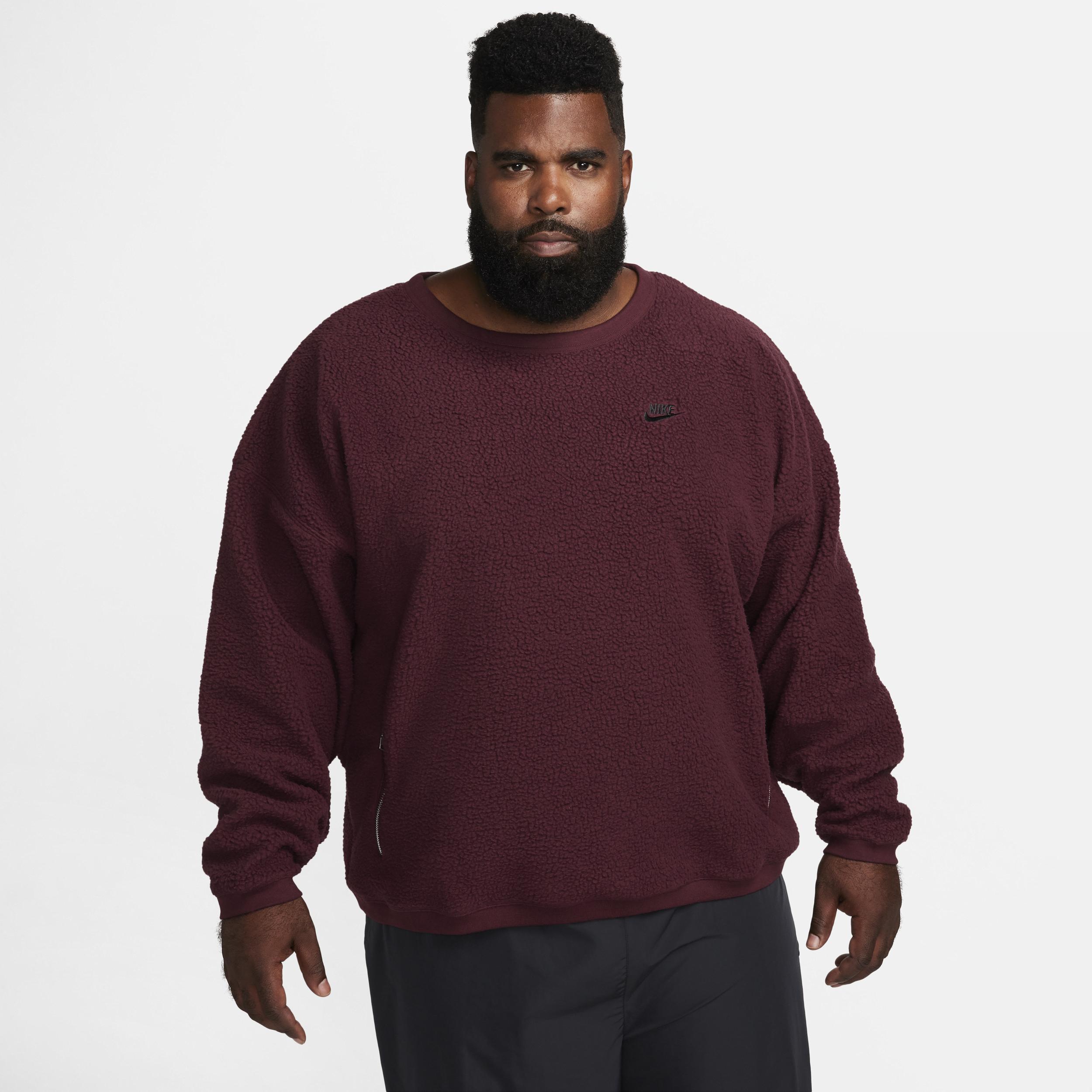 Nike Mens Club Plus Sherpa Winter Crew - Maroon/Black Product Image