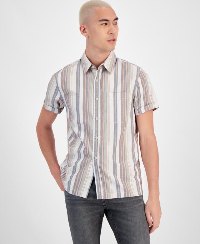 Sun + Stone Mens Leon Striped Short-Sleeve Shirt, Created for Macys Product Image