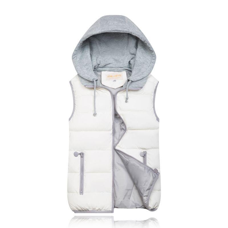 Hooded Two Tone Puffer Vest Product Image