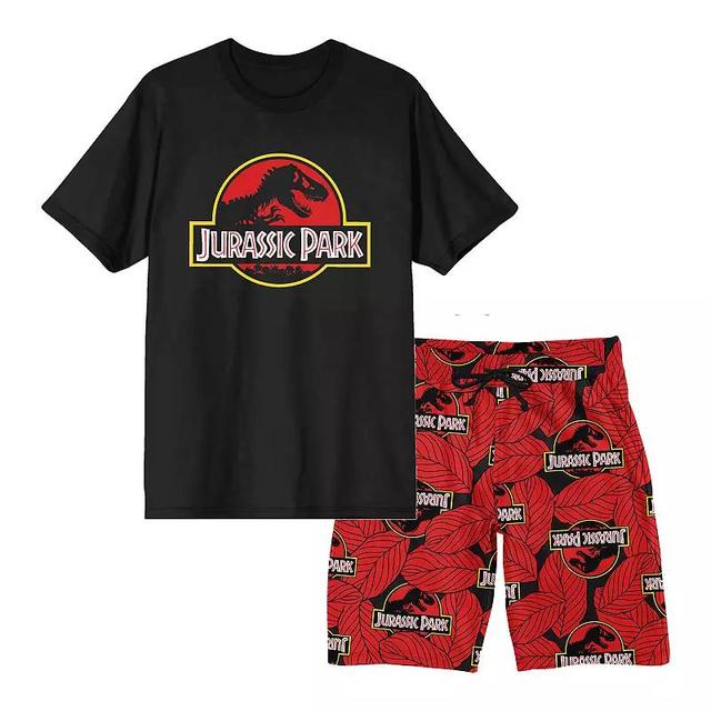 Mens Jurassic Park Logo Pajama Top & Pajama Bottom Set Product Image