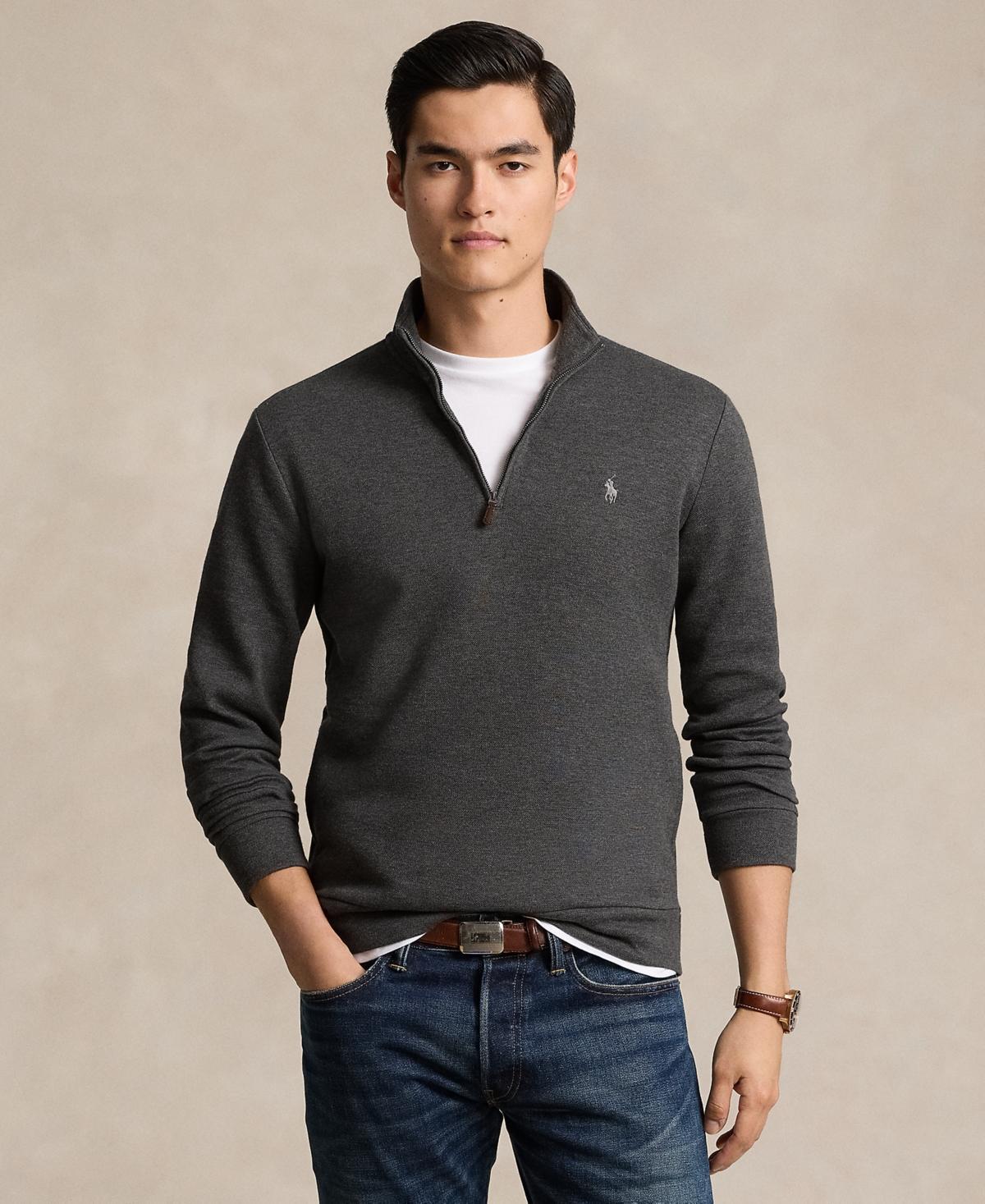 Polo Ralph Lauren Double-Knit Mesh 1/4 Zip Pullover (Classic Camel Heather) Men's Clothing Product Image