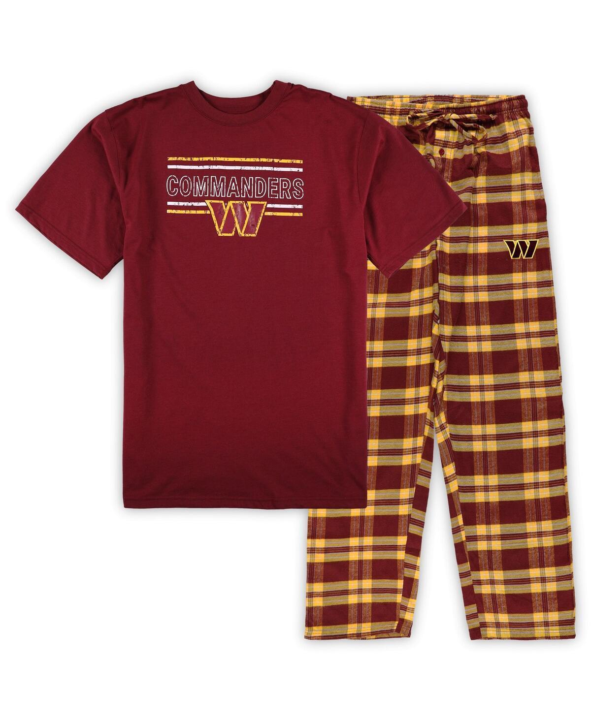 Mens Concepts Sport Burgundy/Gold Washington Commanders Big & Tall Flannel Sleep Set Product Image