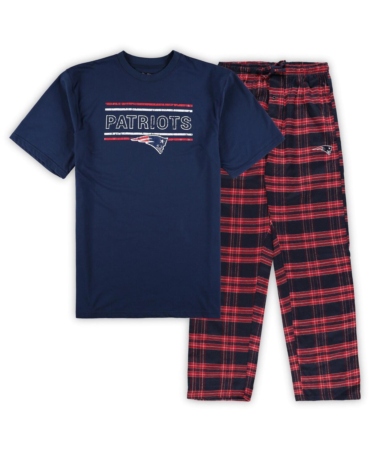 Mens Concepts Sport Navy Distressed New England Patriots Big and Tall Flannel Sleep Set - Navy Product Image