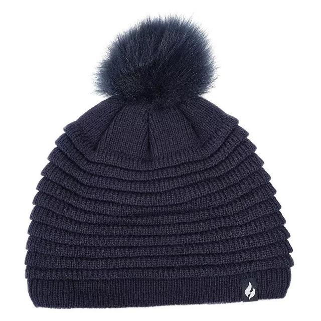 Womens Heat Holders Heatweaver Rib Knit Pom Pom Hat Product Image