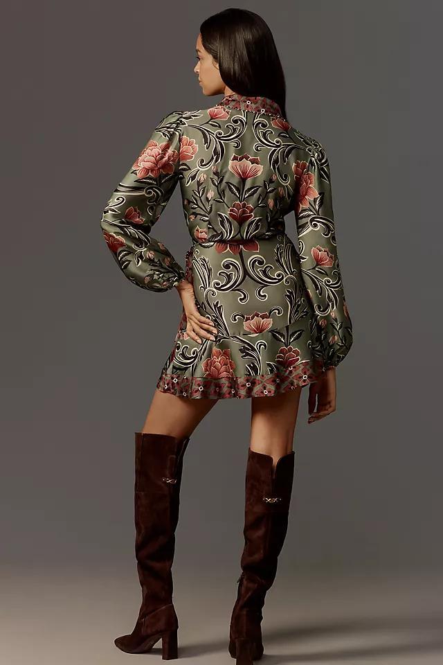 Farm Rio Arabesque Long-Sleeve Wrap Mini Dress Product Image