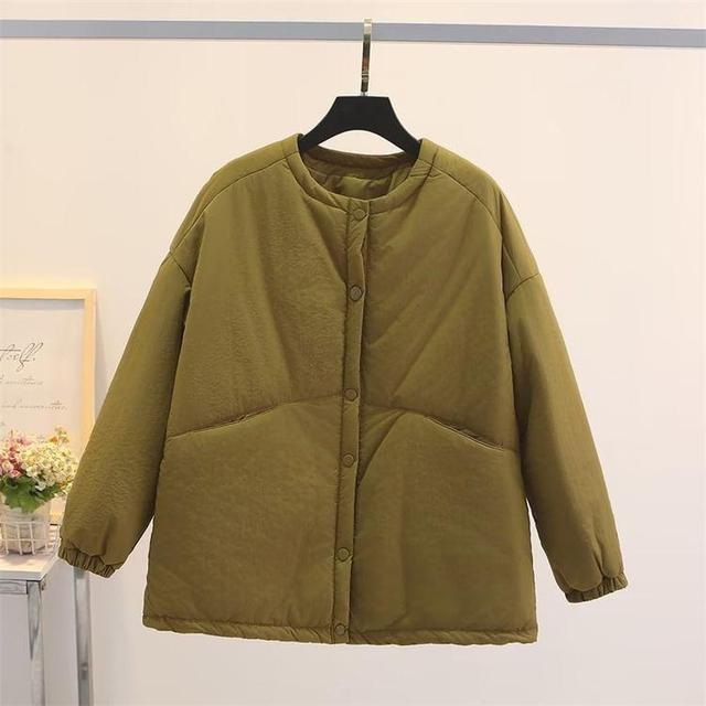 Plus Size Crewneck Zip-Up Puffer Jacket Product Image