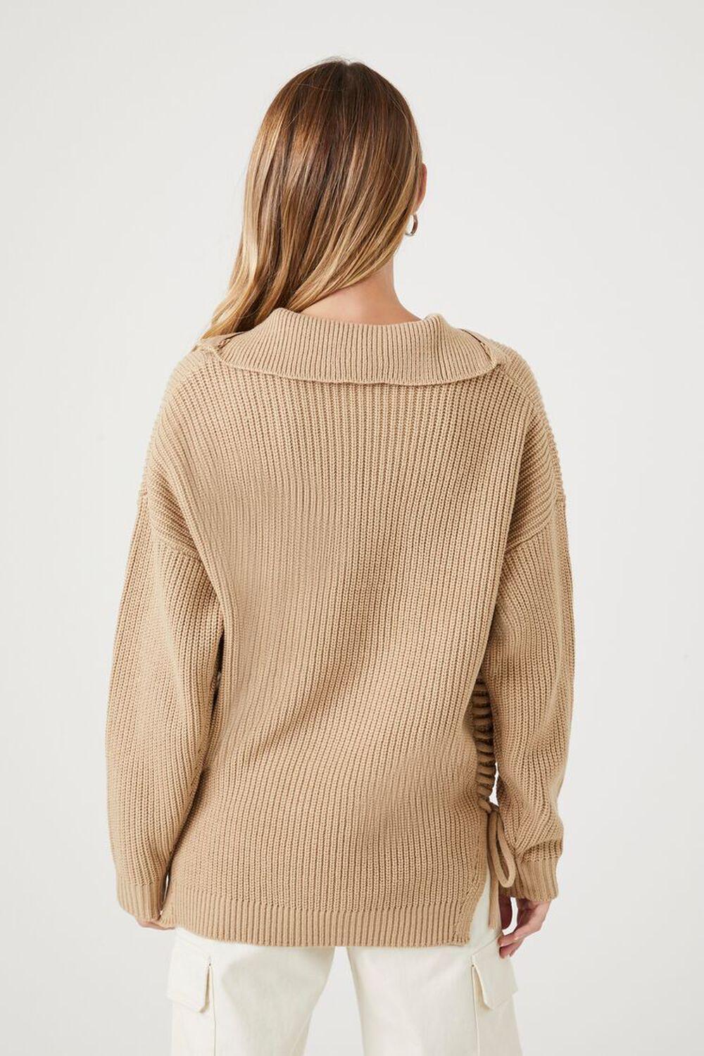 Half-Zip Lace-Up Sweater | Forever 21 Product Image