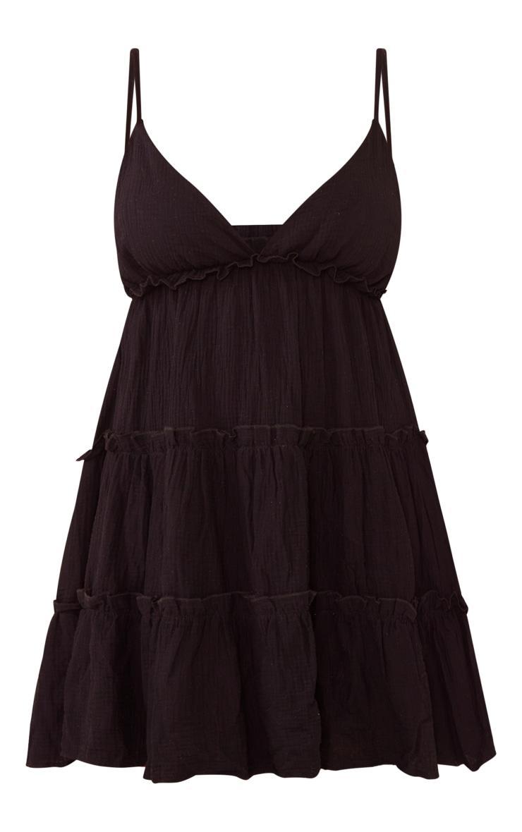 Plus Black Tiered Cheesecloth Shift Dress Product Image