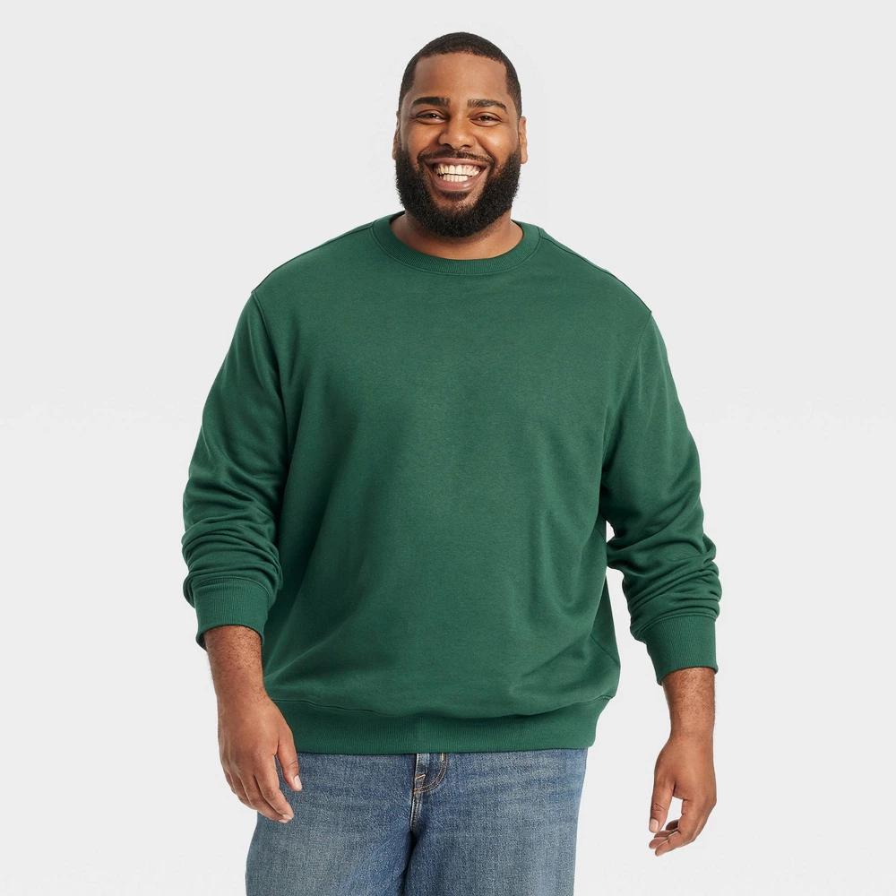 Mens Big & Tall Regular Fit Crewneck Pullover Sweatshirt - Goodfellow & Co Green 4XL Product Image