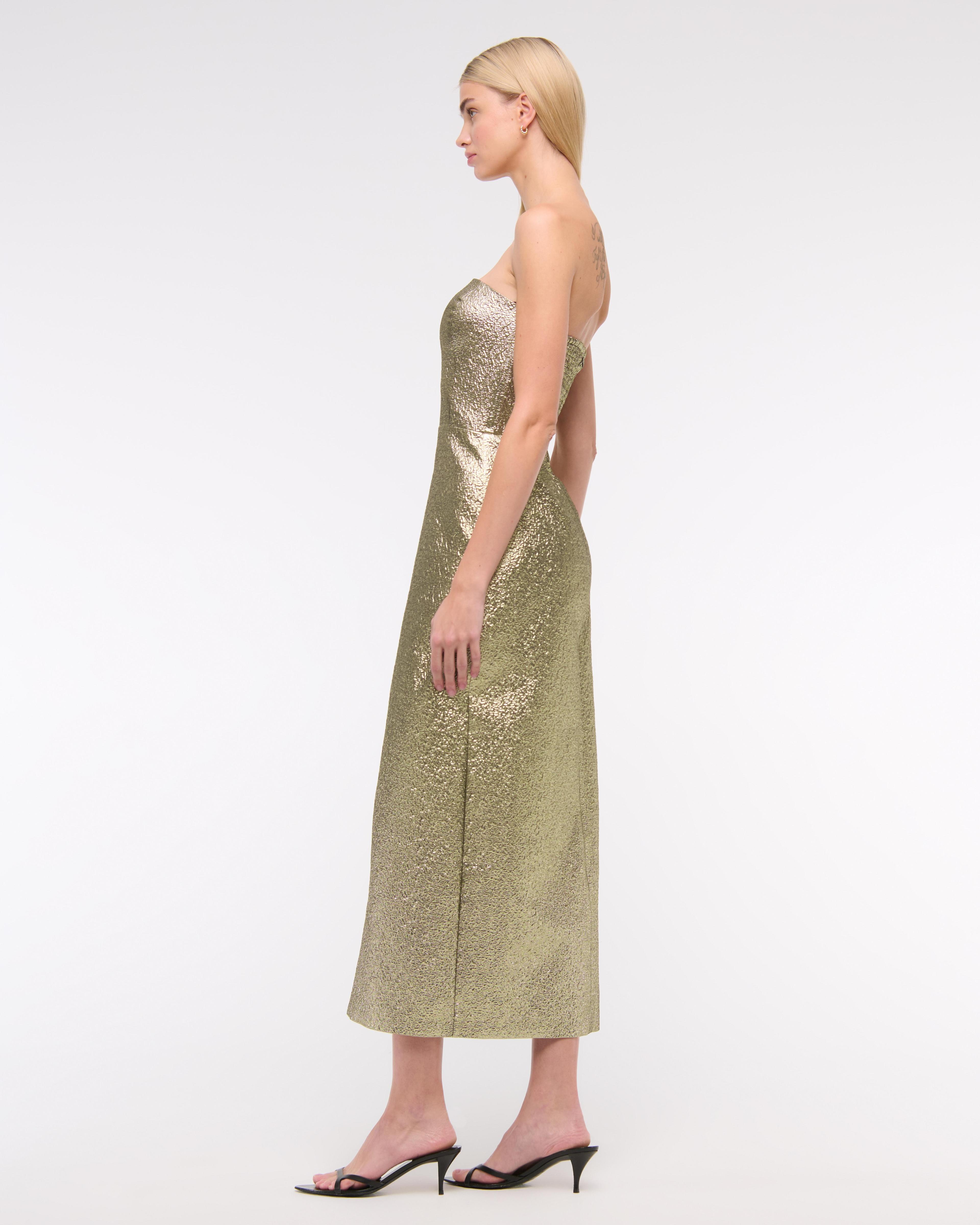 Metallic Strapless Midi Dress Product Image