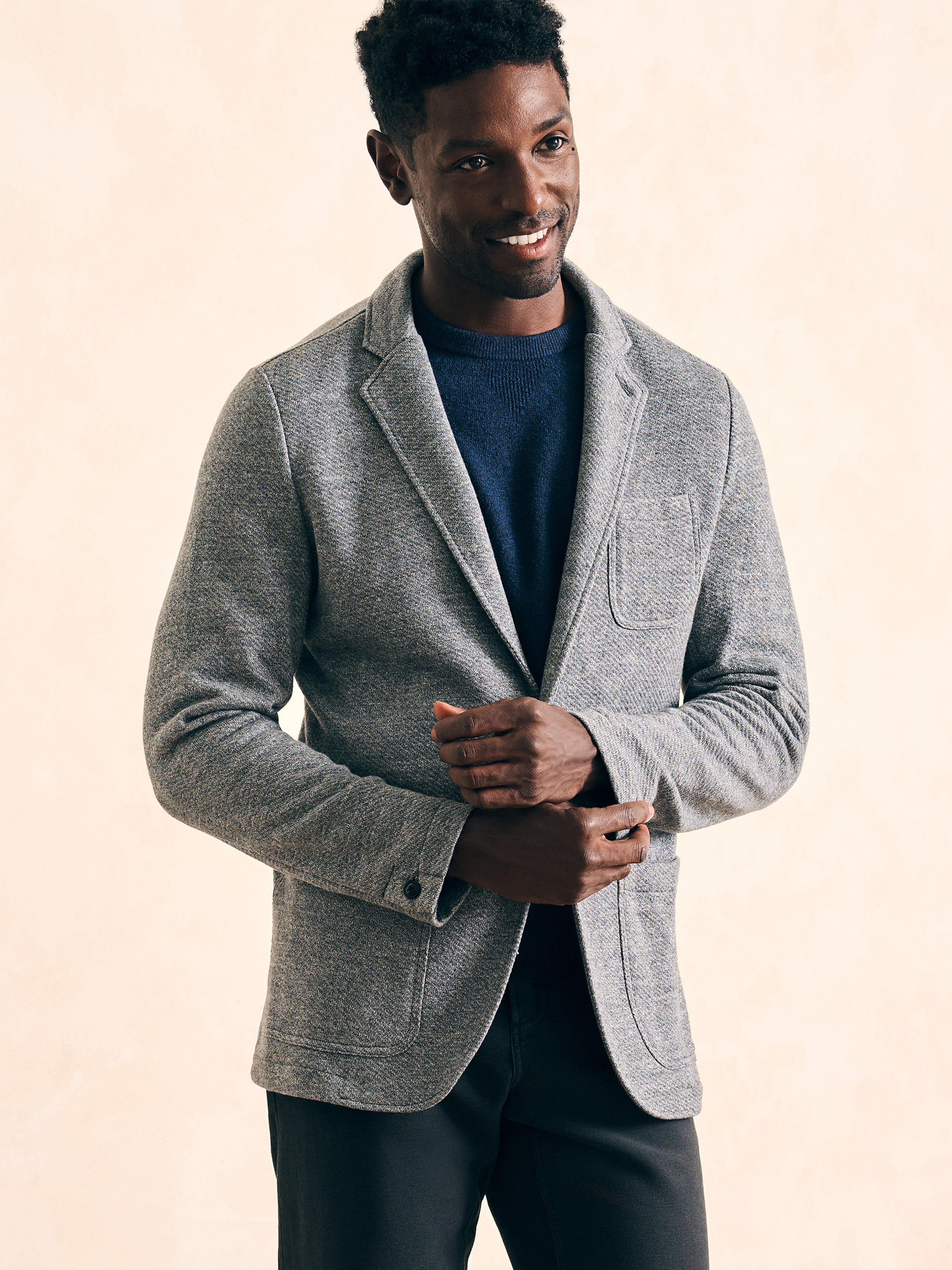 Inlet Knit Blazer (Tall) - Medium Grey Melange Male Product Image