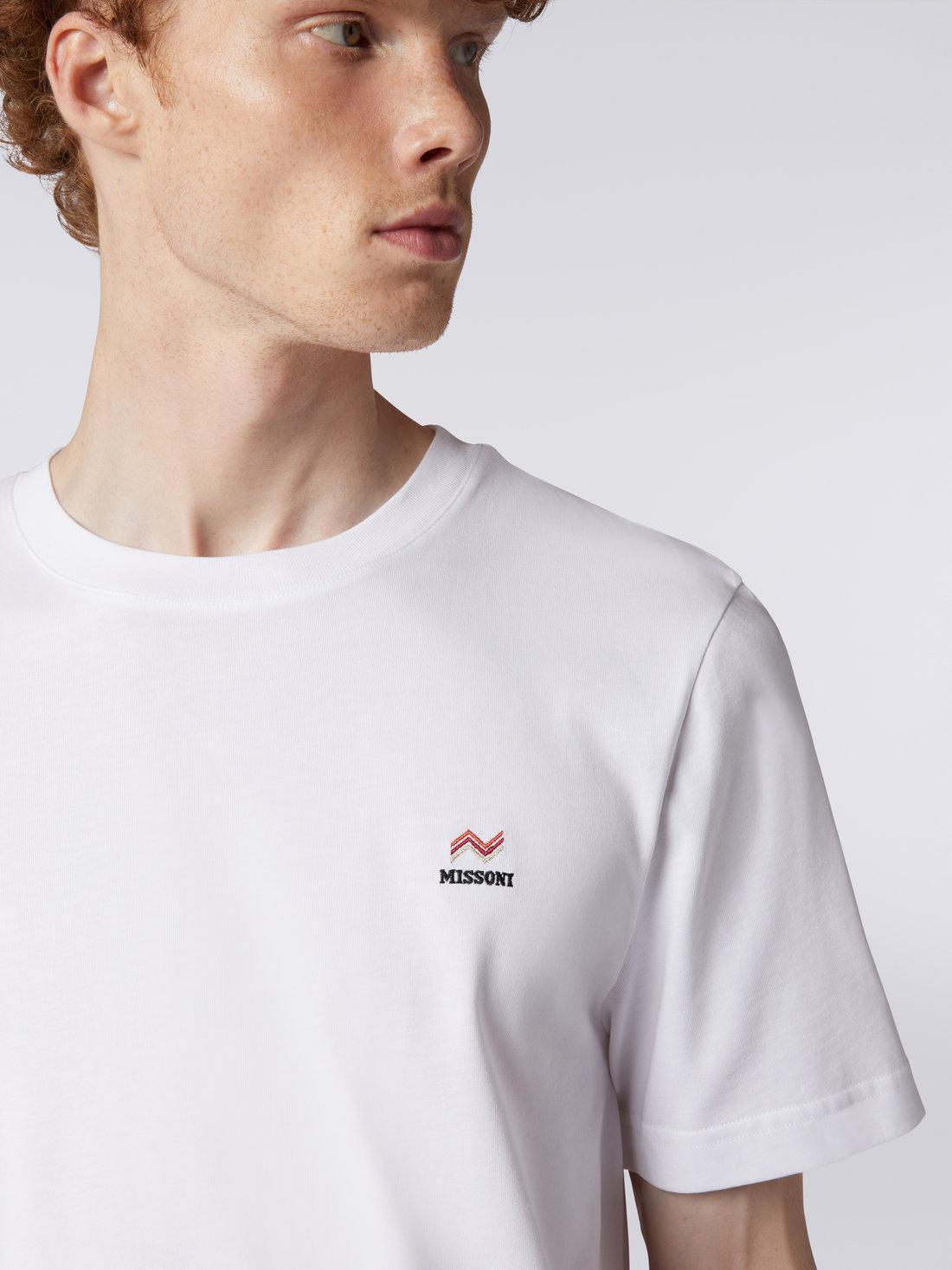 Crew-neck cotton T-shirt with embroidery and logo White | Missoni Product Image