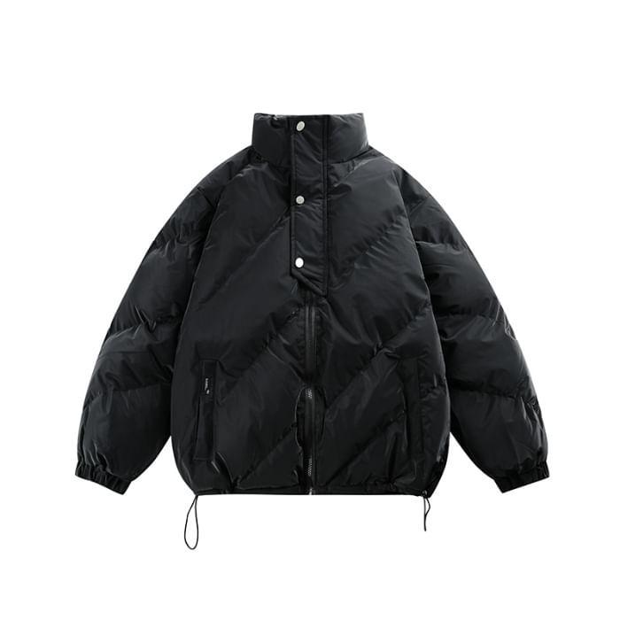 Stand Collar Plain Puffer Jacket Product Image