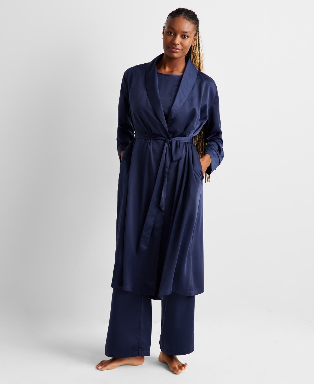 State of Day Womens Belted Shawl-Collar Crepe de Chine Robe, Created for Macys Product Image