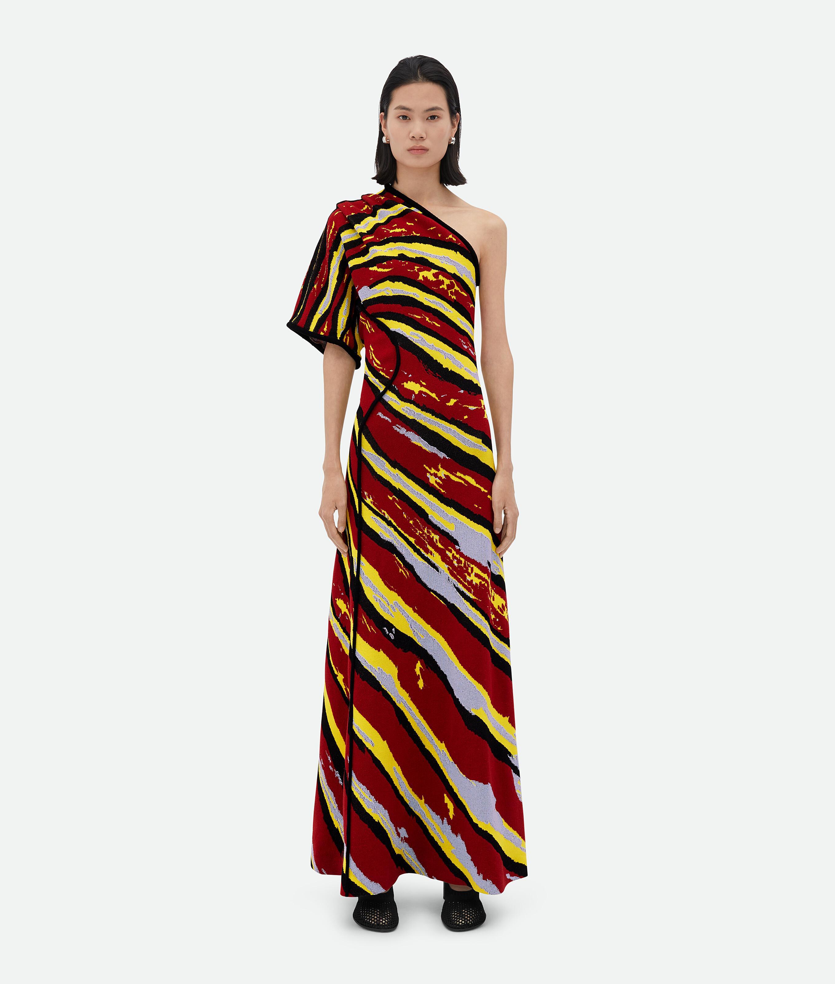 One-shoulder Jacquard-knit Maxi Dress In Multi Product Image