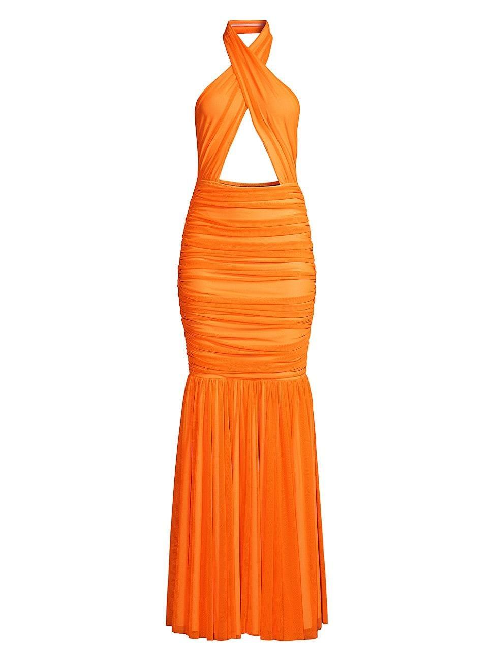 Womens Halter Neck Cut-Out Mermaid Gown Product Image