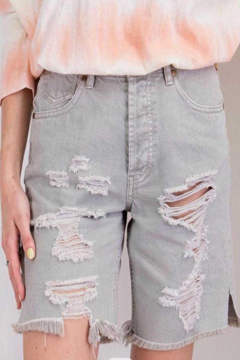 Distressed Grey Shorts Product Image