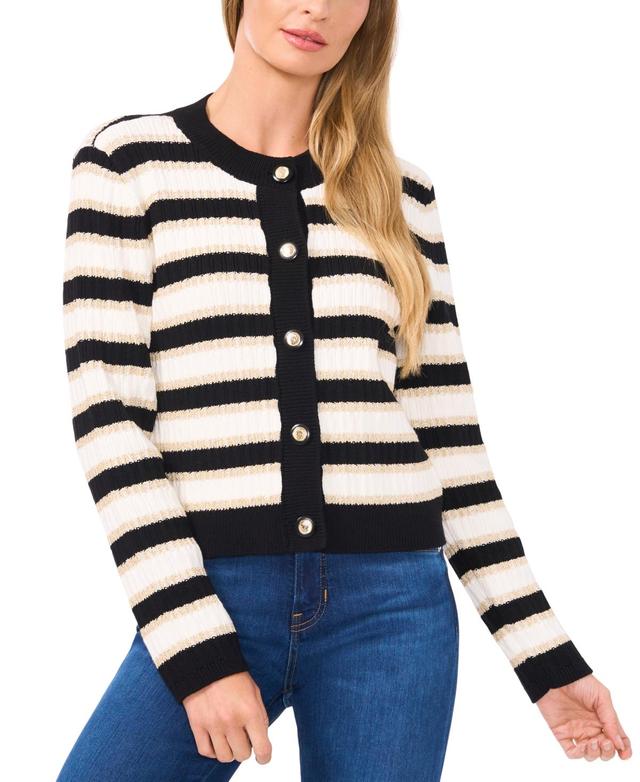 CeCe Womens Striped Cardigan Product Image