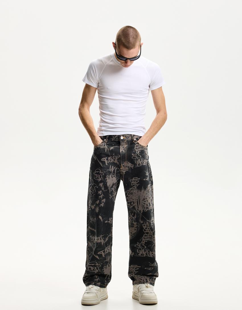 Baggy printed jeans Product Image