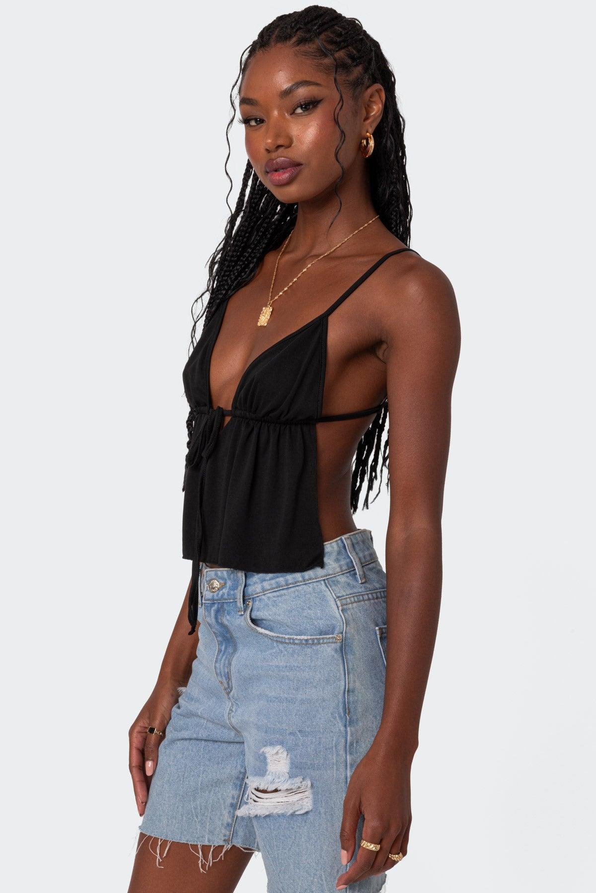 Rylee Tie Front Open Back Top Product Image