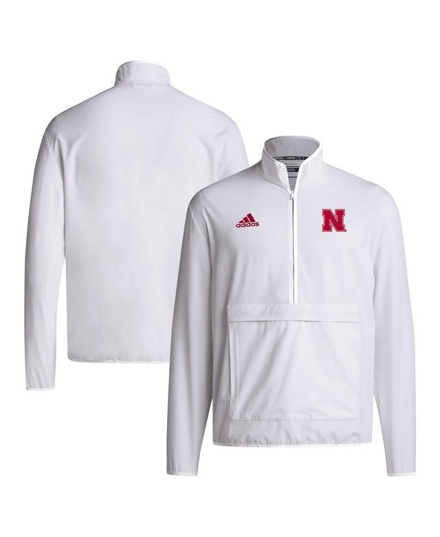 Adidas Mens White Nebraska Huskers Coaches Sideline Half-Zip Jacket Product Image