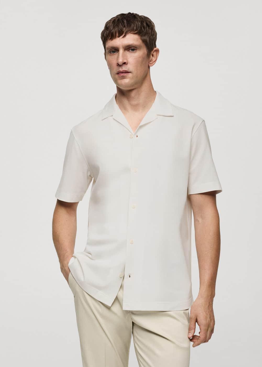 Mango Mens Short Sleeved Cotton Shirt Product Image