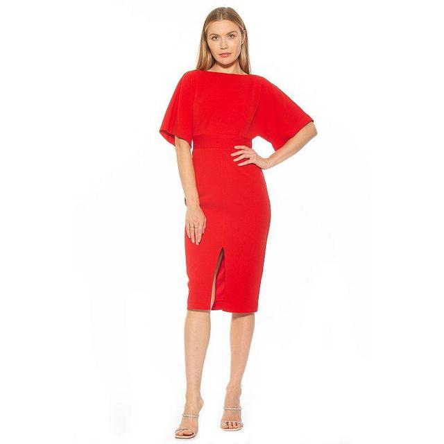 Womens ALEXIA ADMOR Trumpet Sleeve Midi Sheath Dress Product Image