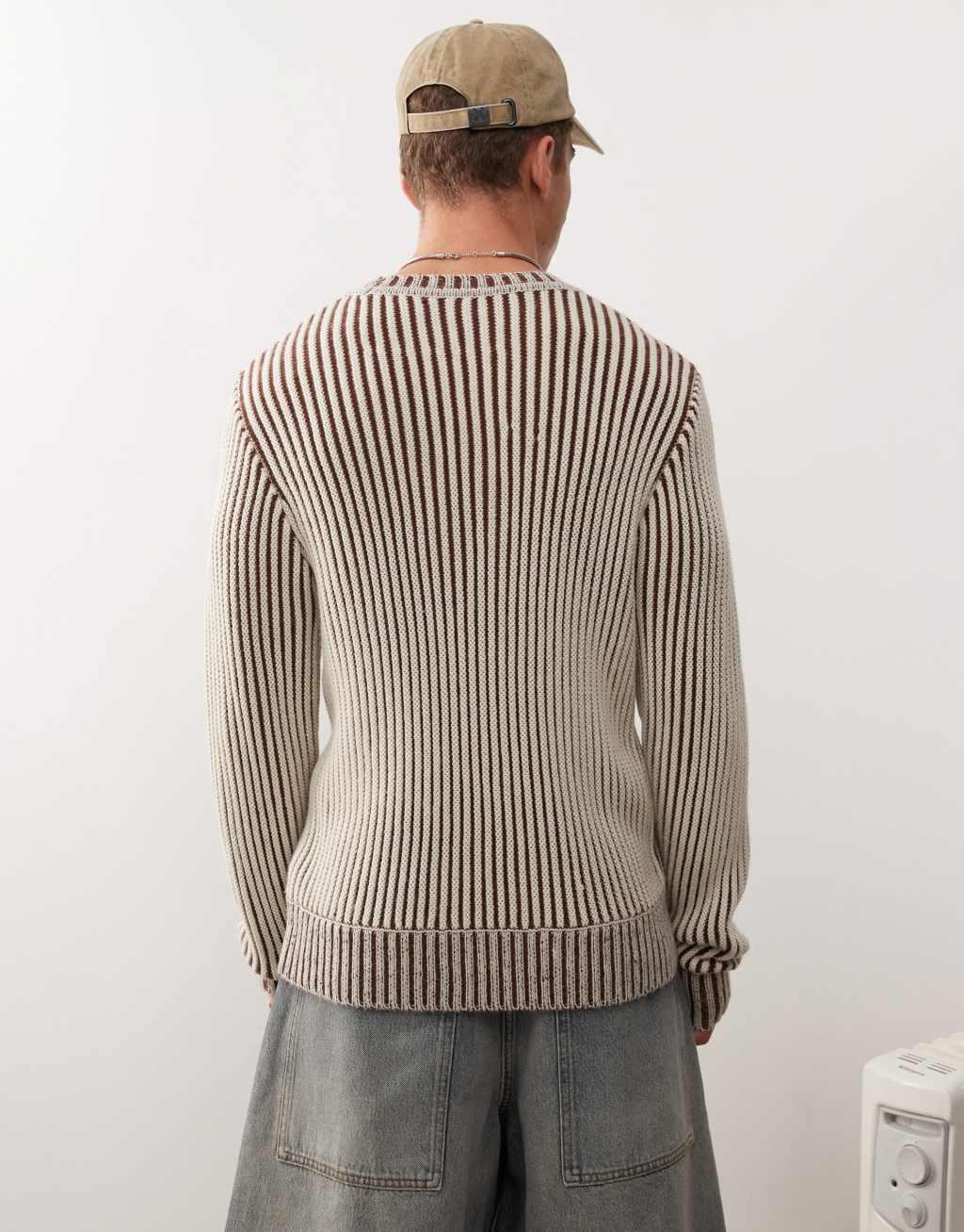 COLLUSION printed ribbed sweater in gray Product Image