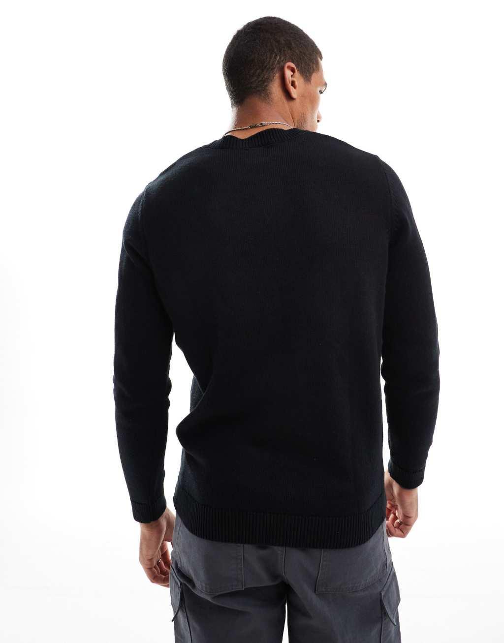 ASOS DESIGN midweight knitted sweater in black Product Image