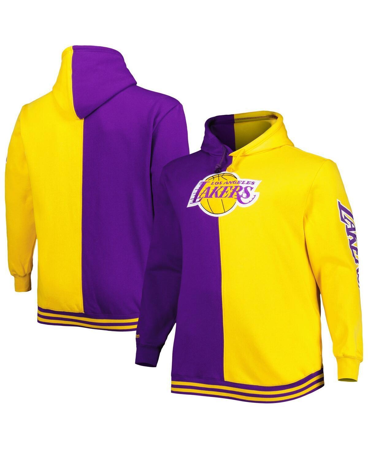 Mens Mitchell & Ness /Gold Los Angeles Lakers Big & Tall Hardwood Classics Split Pullover Hoodie Product Image