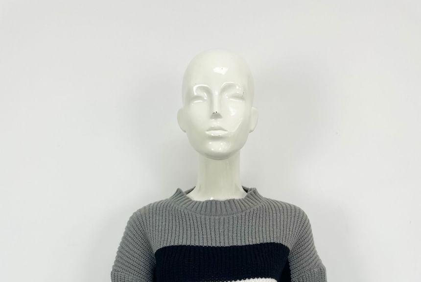 Round Neck Color Block Sweater Product Image