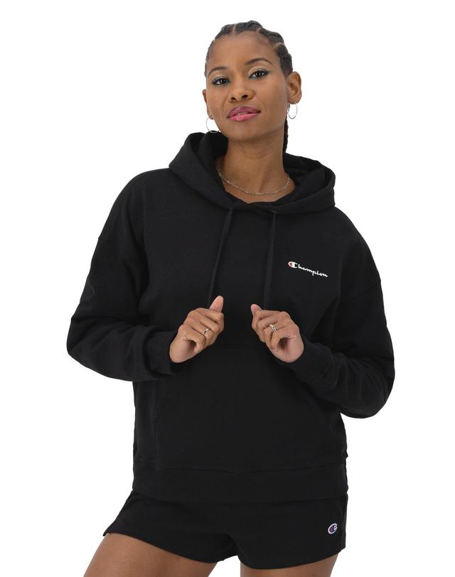 Womens Champion Powerblend Hoodie, Classic Script Black XL Product Image